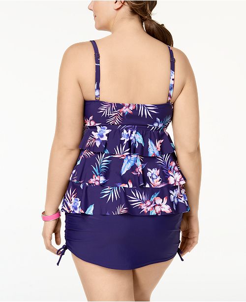 Island Escape Plus Size SideTie Swim Skirt, Created for Macy's