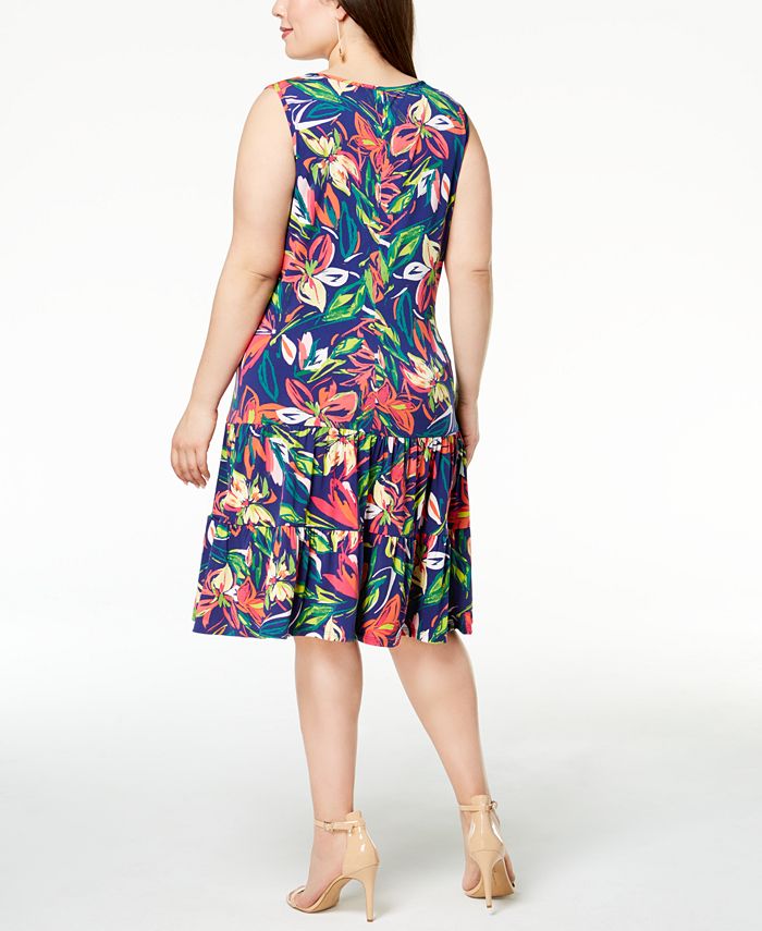 Msk Plus Size Floral Print Tiered Dress Macys 6852