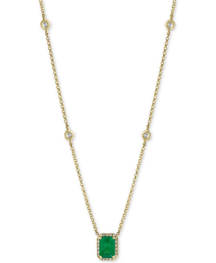 EFFY Collection EFFY® Emerald (1 ct. t.w.) & Diamond (1/5 ct. t.w.) 18 ...