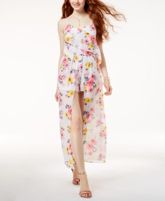 The Edit By Seventeen - Juniors' Floral-Print Maxi Romper