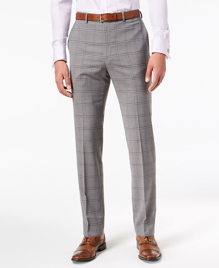 Sean John Men's Slim-Fit Stretch Black/White Windowpane Suit Pants - Macy's
