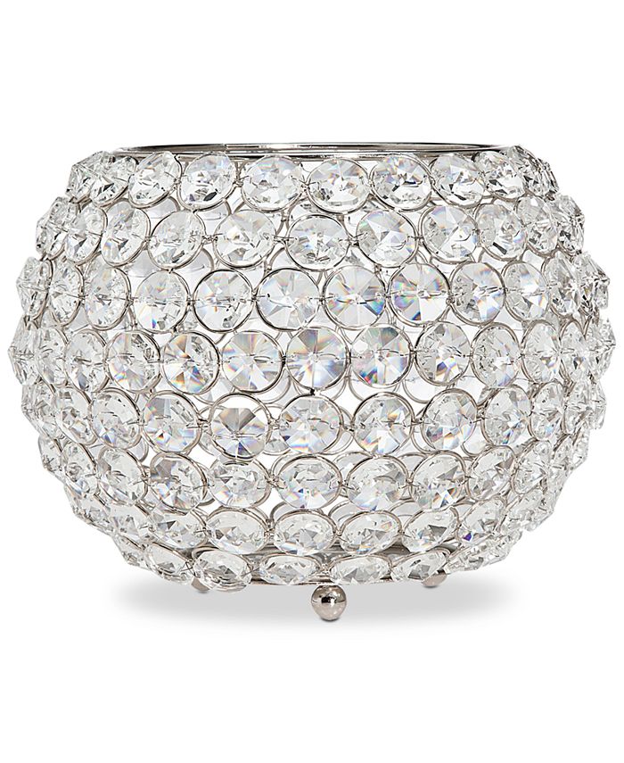 Godinger - Lighting by Design Glam 10" Nickel-Plated Ball Crystal Tealight Holder