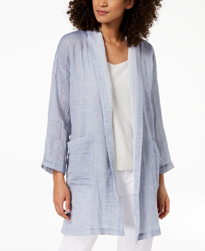 Eileen Fisher Organic Cotton Textured Kimono Jacket - Macy's