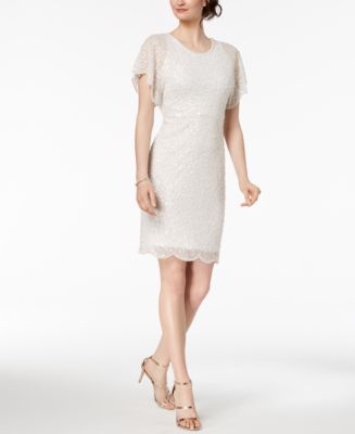 Adrianna Papell Embellished Flutter-Sleeve Sheath Dress - Macy's