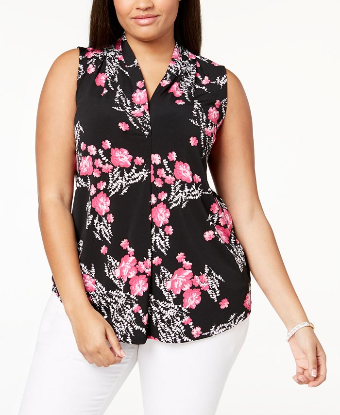 Charter Club Plus Size V-Neck Floral-Print Top, Created for Macy's ...