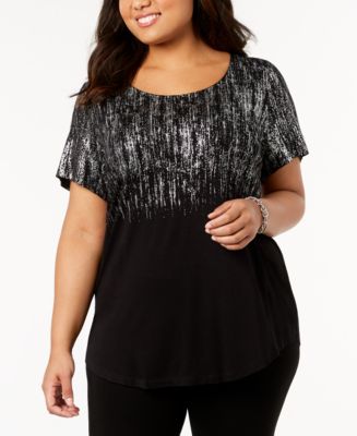 JM Collection Plus Size Ombré Metallic Top, Created for Macy's ...