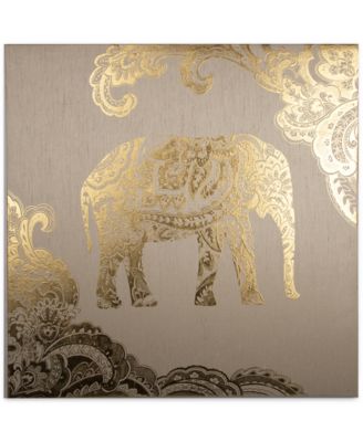 Graham & Brown - Golden Henna Elephant Metallic Canvas Print