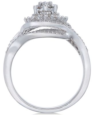 Diamond Starburst Cluster Ring (1/2 ct. t.w.) in Sterling Silver