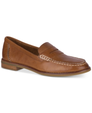 Sperry Seaport Penny Loafer In Tan Leather