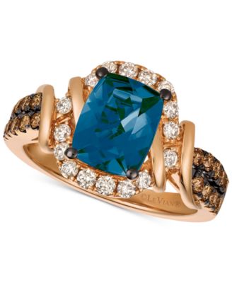 Le Vian - Deep Sea Blue Topaz™ (2-1/10 ct. t.w.) & Diamond (5/8 ct. t.w.) Ring in 14k Rose Gold