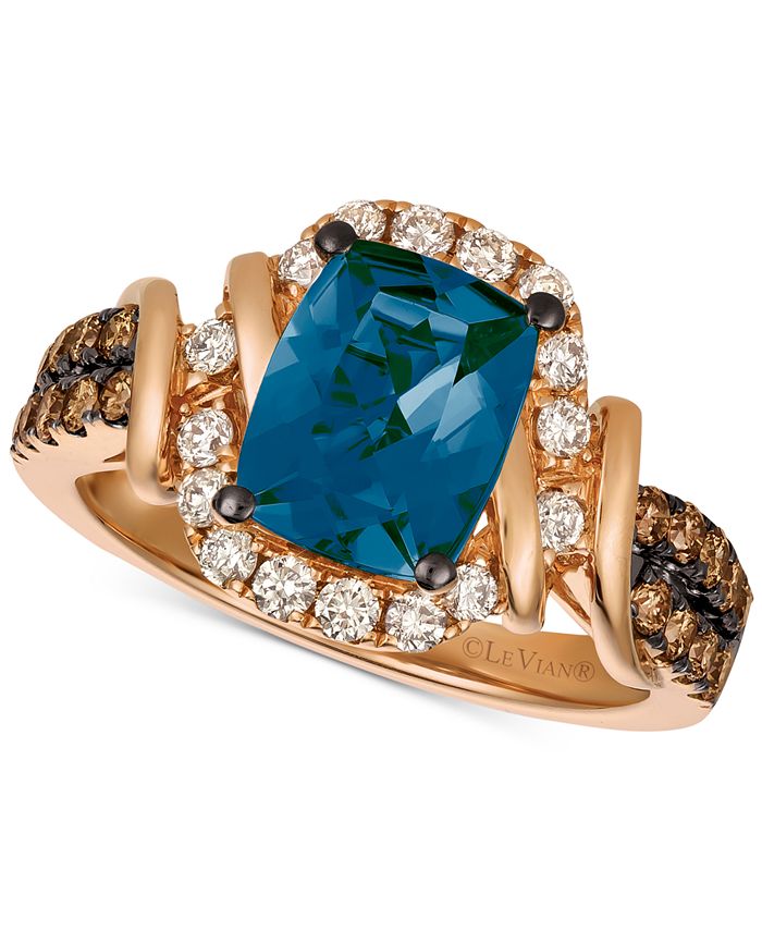 Le Vian - Deep Sea Blue Topaz™ (2-1/10 ct. t.w.) & Diamond (5/8 ct. t.w.) Ring in 14k Rose Gold