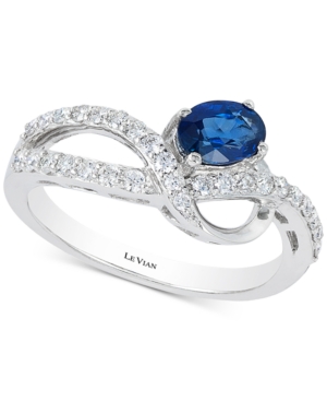 image of Le Vian Blueberry Sapphire (1/2 ct. t.w.) & Diamond (1/3 ct. t.w.) Ring in 14k White Gold