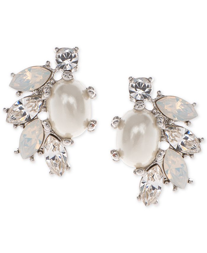 Marchesa Gold-Tone Imitation Pearl, Stone & Crystal Cluster Stud ...
