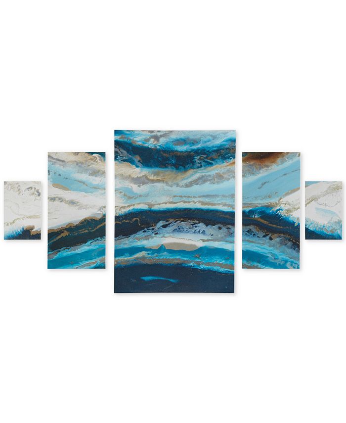 Madison Park - Midnight Tide Blue 5-Pc. Gel-Coated Canvas Print Set
