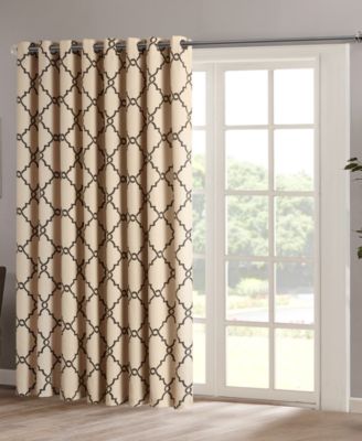 Madison Park - Saratoga 100" x 84" Fretwork-Print Grommet Patio Curtain Panel
