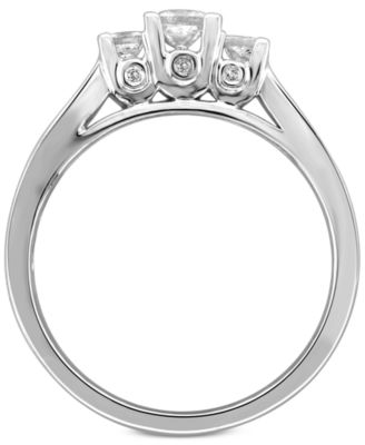 Macy's Diamond Princess Trio Engagement Ring (1/2 ct. t.w.) in 14k ...