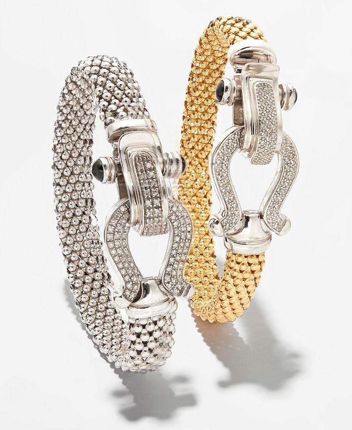 Macy's Diamond Horseshoe Clasp Mesh Bracelet (5/8 ct. t.w.) in 14k Gold