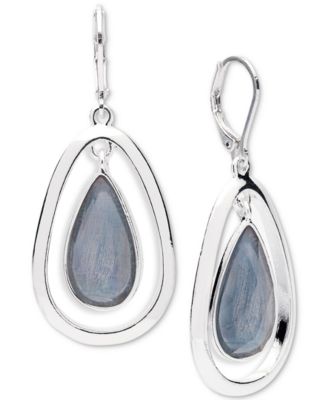 Anne Klein - Silver-Tone Colored Imitation Mother-of-Pearl Drop Earrings