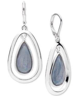 image of Anne Klein Silver-Tone Colored Stone Drop Earrings