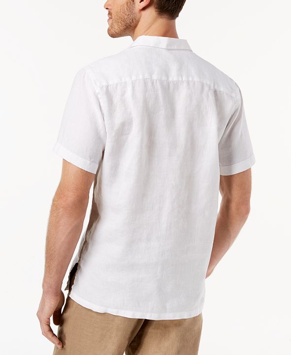 Tasso Elba Men's Island Popover Camp Collar Linen Shirt, Created for ...