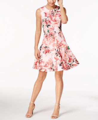 calvin klein floral fit and flare dress