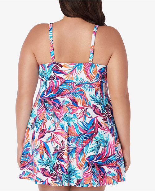 Swim Solutions Plus Size Sienna TummyControl Flyaway Swimdress