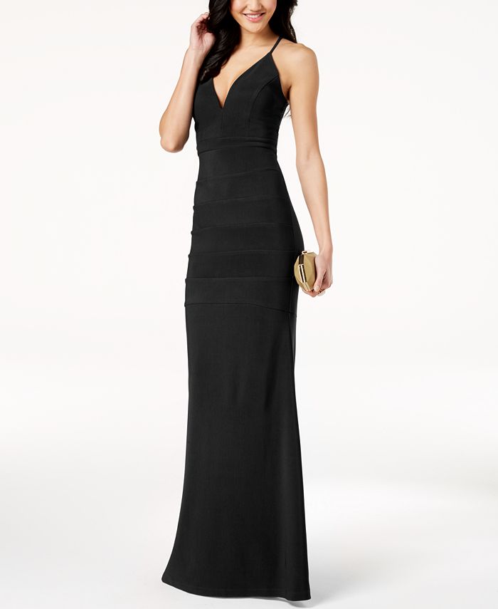 Emerald Sundae Juniors Lace Back Banded Plunge Gown Macy s