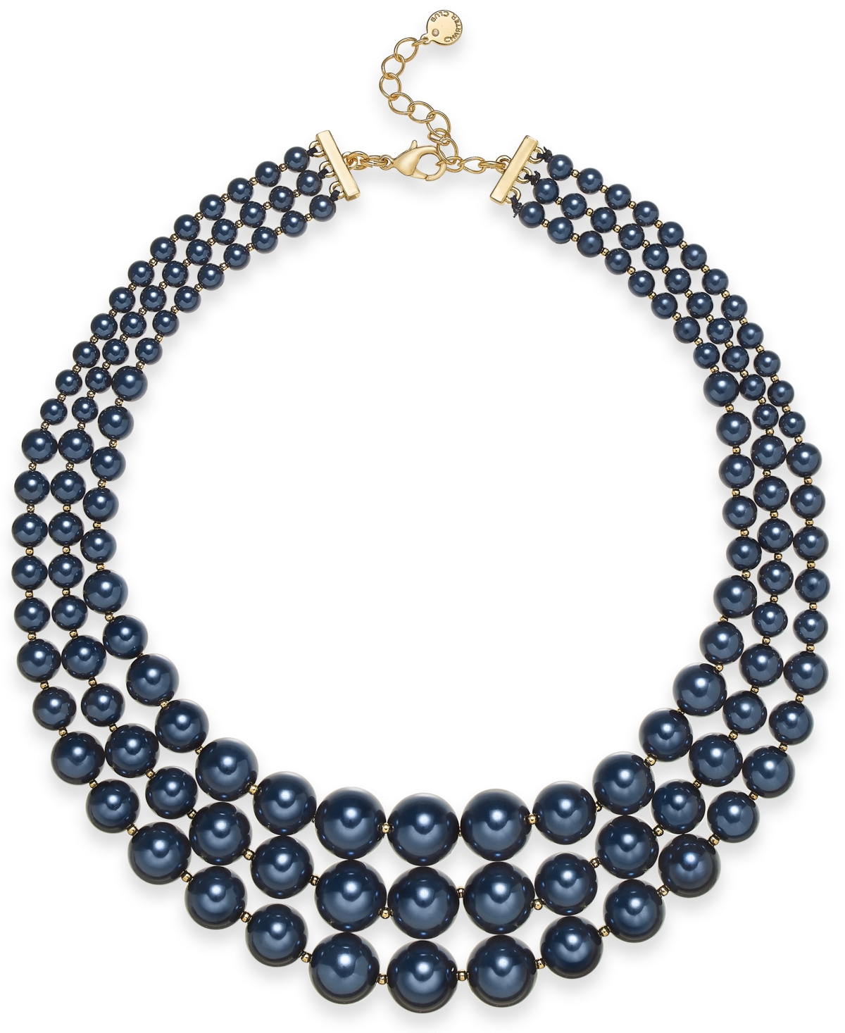 Imitation Pearl Three-Row Collar Necklace, Created for Macy's - Red
