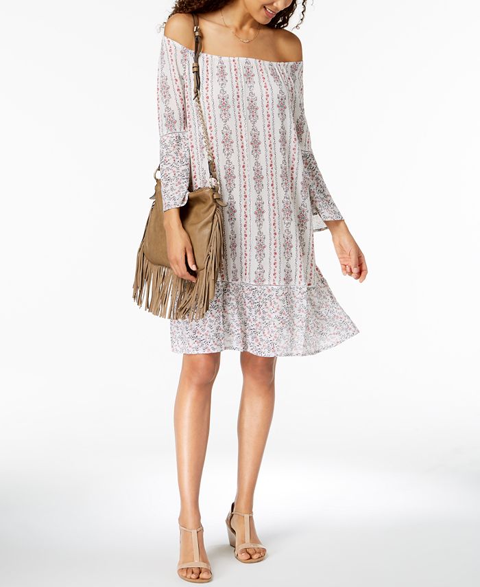 Style & Co Printed Off-The-Shoulder Dress, Created for Macy's - Macy's