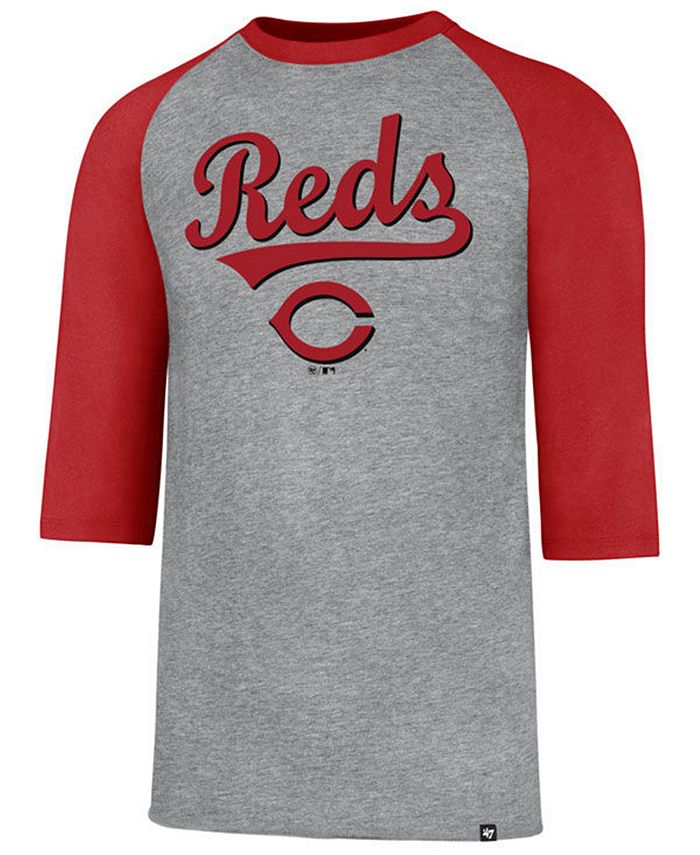 47 Brand Men's Cincinnati Reds Pinstripe Throwback Raglan T-Shirt