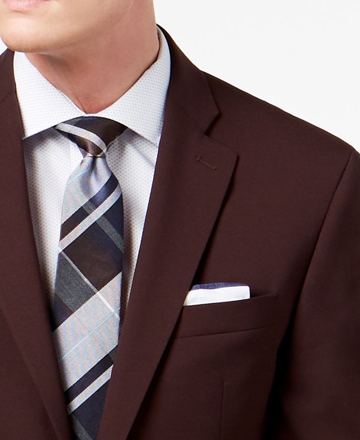 Ryan Seacrest Distinction Men's Slim-Fit Stretch Burgundy Solid Suit ...