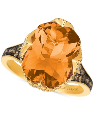 image of Le Vian Chocolatier Cinnamon Citrine (5-1/5 ct. t.w.) & Diamond (1/2 ct. t.w.) Ring in 14k Gold