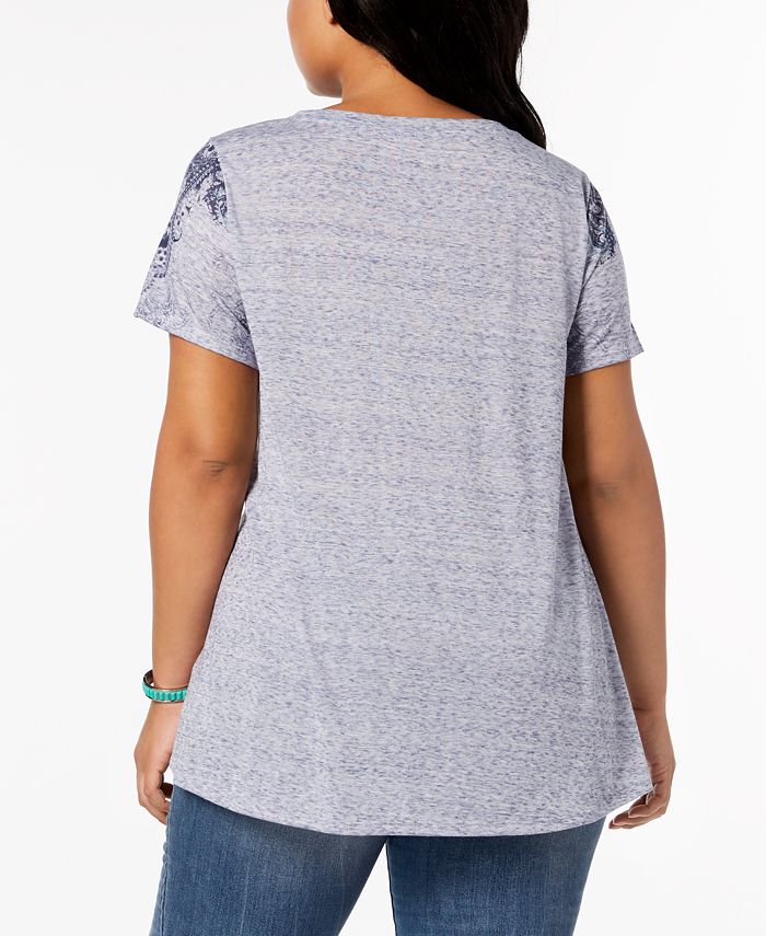 Style & Co Plus Size Graphic Swing-Hem T-Shirt, Created for Macy's - Macy's