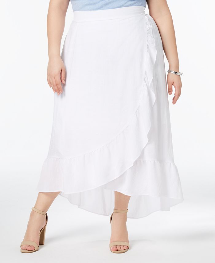 NY Collection Plus & Petite Plus Size Ruffled Wrap Skirt - Macy's