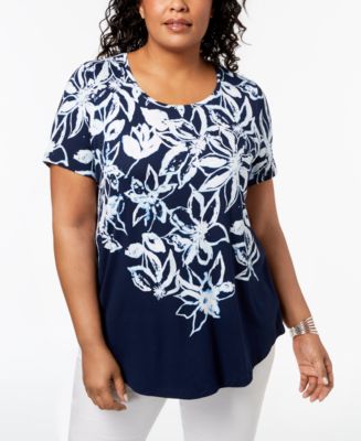 JM Collection Plus Size Floral-Print Top, Created for Macy's - Macy's