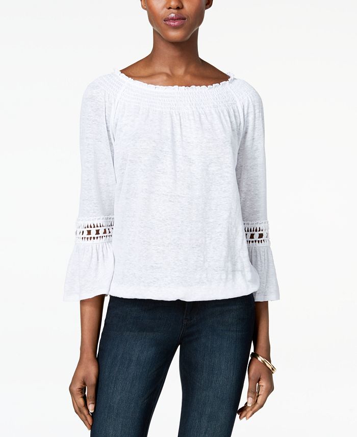 INC International Concepts I.N.C. Linen Peasant Top, Created for Macy's ...
