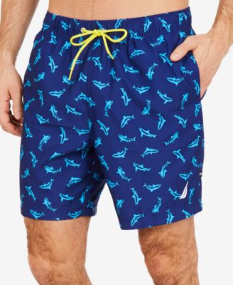 mens shark print swim trunks