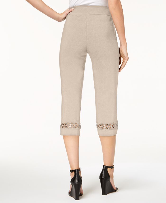 JM Collection Petite Grommet-Trim Capri Pants, Created for Macy's & Reviews - Pants - Petites