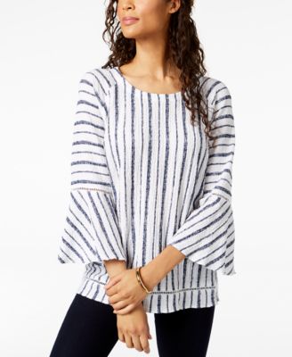 JM Collection - Striped Ladder-Trim Top