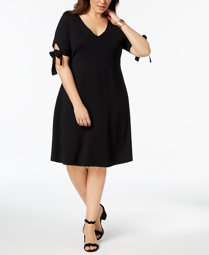 525 America Plus Size Tie-Sleeve Fit & Flare Dress, Created for Macy's ...