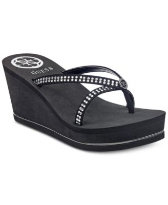 guess black wedge flip flops