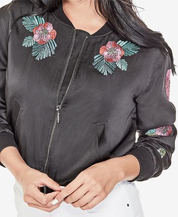 Lauren Ralph Lauren Embroidered Satin Bomber Jacket - Macy's