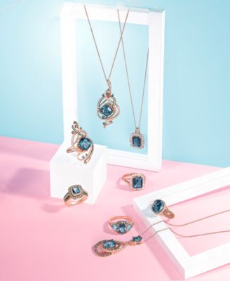 Crazy Collection&reg; Deep Sea Blue Topaz™ (5-3/8 ct. t.w.) and Diamond (3/4 ct. t.w.) Ring in 14k Rose Gold