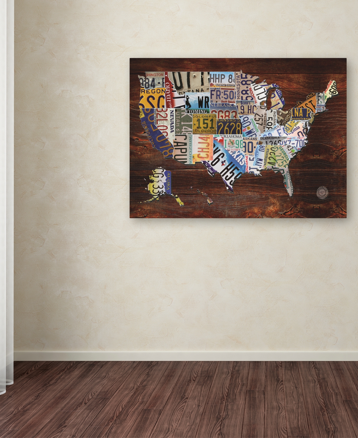 Masters Fine Art 'Usa License Plate Map on Wood' Canvas Art - 24