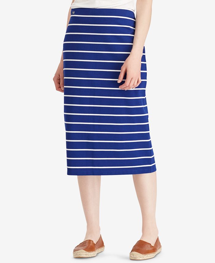 Lauren Ralph Lauren Petite Striped Midi Skirt - Macy's