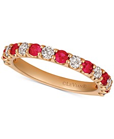 Ruby (1/2 ct. t.w.) & Diamonds (1/2 ct. t.w.) Band in 14k Rose Gold (Also Available in Emerald & Sapphire)