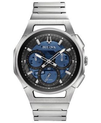 Bulova - Men's Chronograph Curv Stainless Steel Bracelet Watch 44mm
