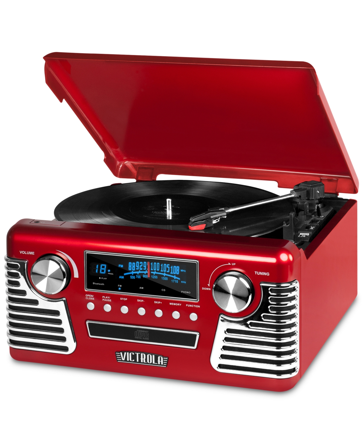 Innovative Technology Victrola Retro Bluetooth Record Player In Red