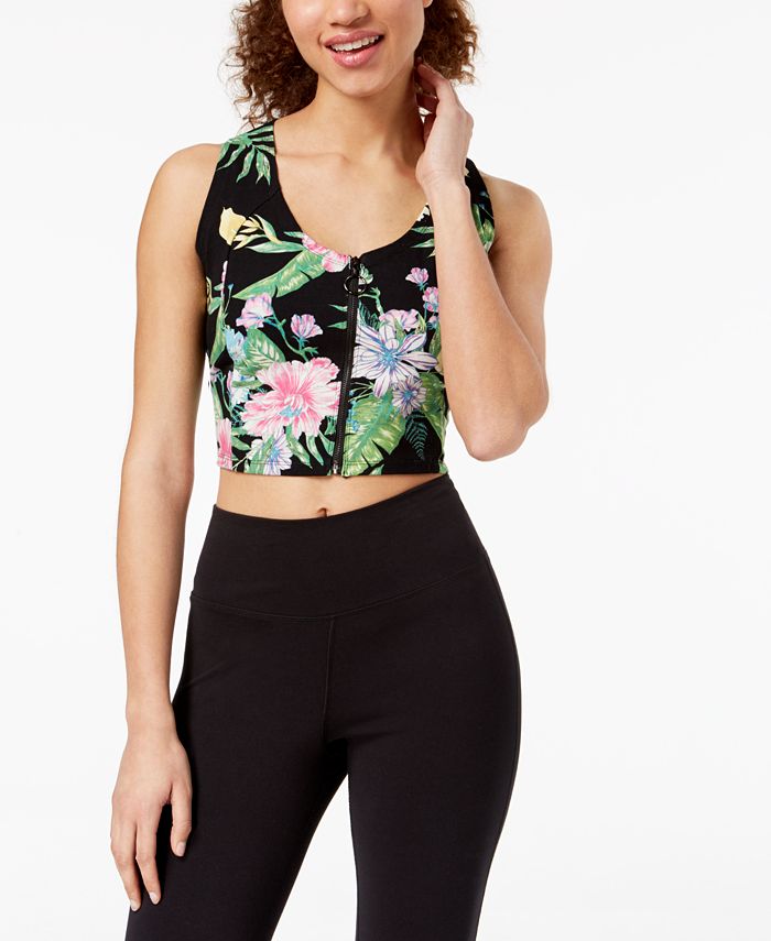 Material Girl Active Juniors' ZipFront Crisscross Sports Bra, Created