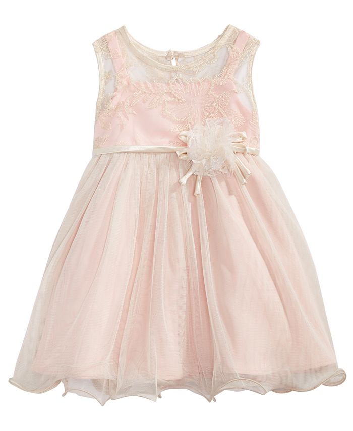 Bonnie Baby Baby Girls Rose Champagne Illusion Dress - Macy's